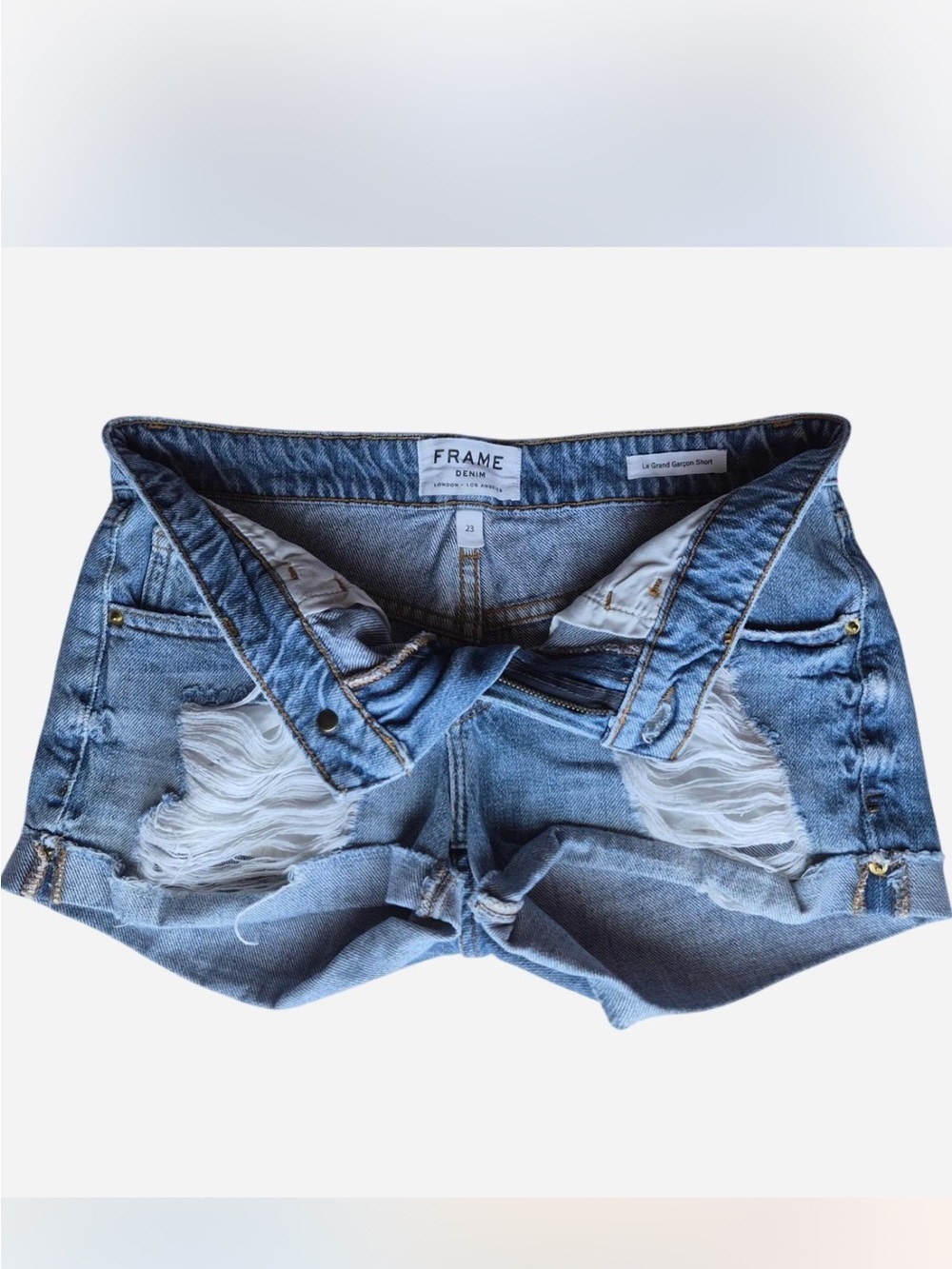 Frame Denim Denim Women's Distressed Blue Denim Shorts